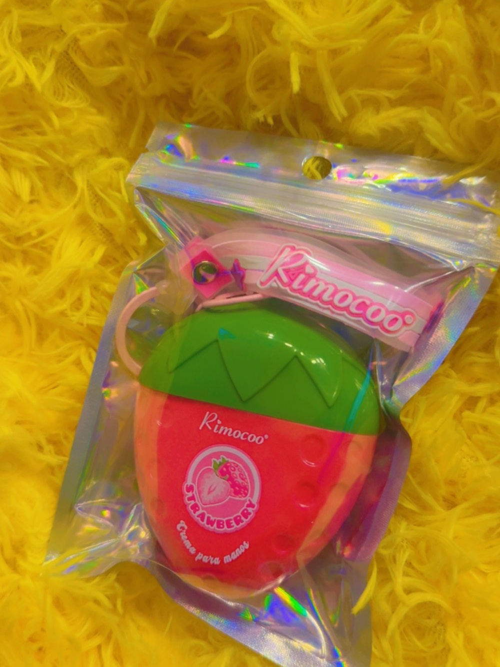 Rimocoo Strawberry Hand Cream with Pink Wrist Strap & Gift Pouch